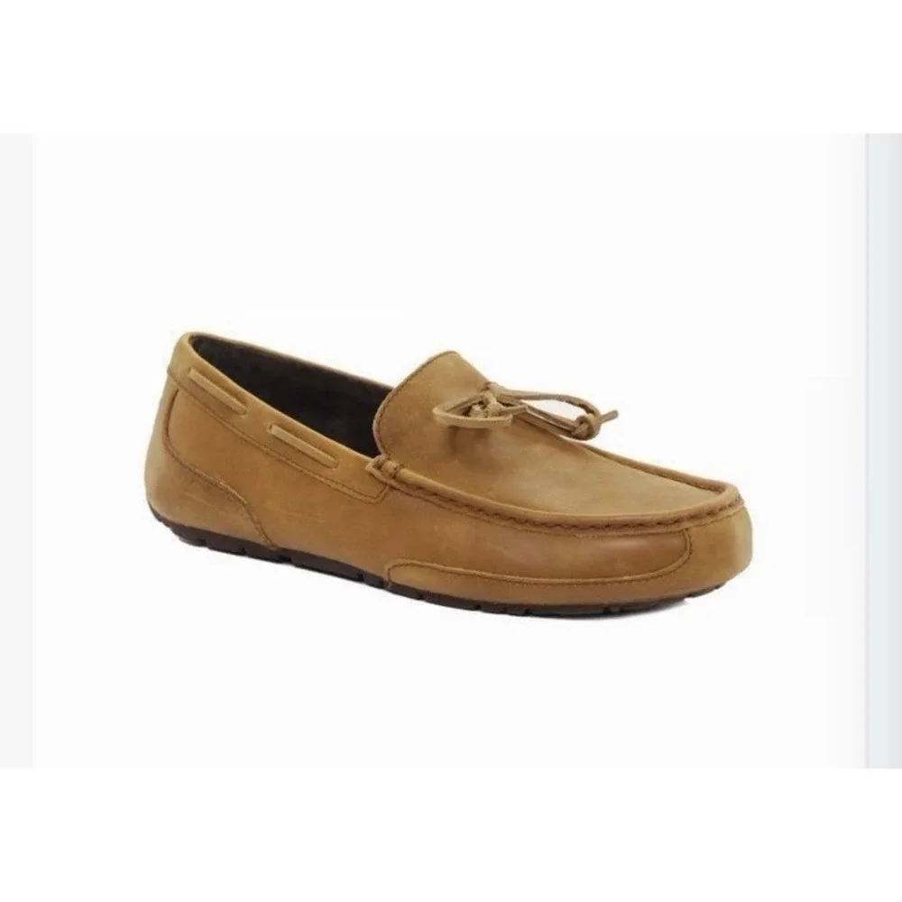 UGG Australia Sz 8 Chester Brown Leather Slip On Loafer Driving Boat Shoes EUC!!